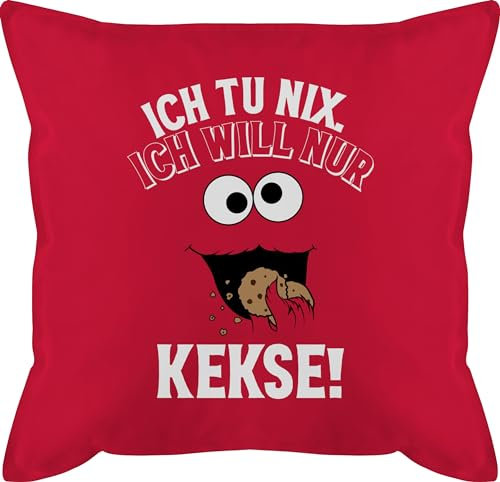 Kissen 50x50 - Karneval & Fasching - Ich tu nix Ich will nur Kekse I Krümelmonster I Keksmonster I Cookie Monster I Keks - 50 x 50 cm - Rot - süße karnevalskissen fasching- cookies karnevals