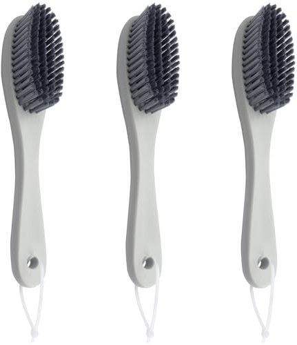 3 cepillos de limpieza para zapatos, cepillo de lavandería con cómodo agarre extendido, cepillo portátil de limpieza y lavado