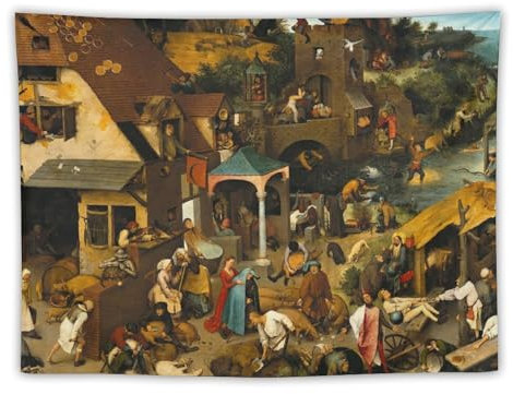 CEWO Pieter Bruegel The Elder Die Niederländischen Sprichwörter Poster Tapisserie Wandkunst Bild Drucke Hängende Foto Geschenkidee Dekor Home Tapisserie Kunstwerke 76,2 x 101,6 cm