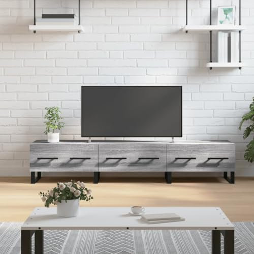 Hovothy Mobile Porta TV Grigio Sonoma 150x36x30cm in Legno Multistrato Mobile Angolare Soggiorno Angoliera Scrivania Tavolini da Salotto Libreria Moderna Industrial Arredamento