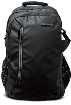 DAMOLEPOS Hochwertiger Rucksack im Casual-Style aus Polyester mit integriertem USB-Anschluss zum Aufladen - mittlere Größe (Schwarz)