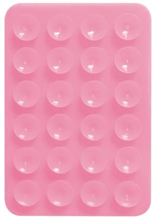 Generic Custodia per telefono con ventosa, compatibile con cellulare, adesivo in silicone, supporto per telefono a specchio, antiscivolo, per bagno, doccia e cucina, rosa