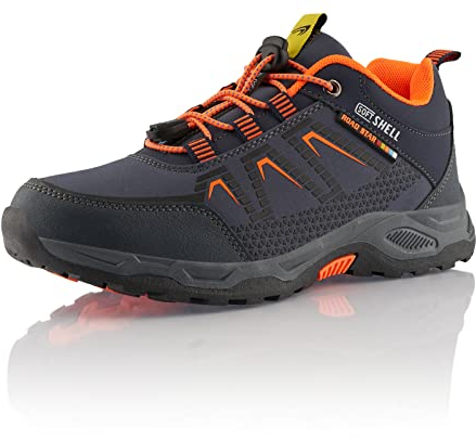 Fusskleidung® Damen Herren Wanderschuhe Softshell Trail Running Trekkingschuhe Dunkelblau Orange EU 43