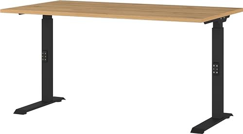 Germania Schreibtisch 7904-582, in Grandson-Eiche-Nb./Schwarz, me. höheneinst., 140 x 91 x 80 cm (BxHxT)