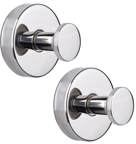 Neknock Lot de 2 crochets à ventouse pour douche, salle de bain, cuisine, miroir en verre, carrelage en acier inoxydable pour accrocher serviette, manteau, luffa, peignoir jusqu'à 6,8 kg (chromé)