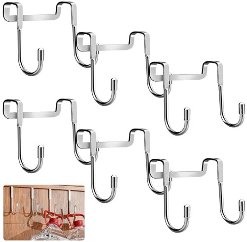 CECOMBINE 6pcs Stainless Steel Over Door Hooks with Silicone Protective Design - Double Hook, S-Shaped, Back Hanging - Wardrobe Organizer for Bathrooms Kitchen Cabinet Wardrobe