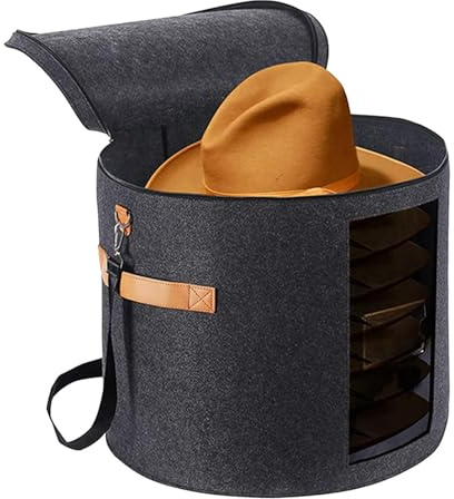 Round Fabric Storage Bin - Extra Large Hat Organizer Box, Tall Hat Container Storage Box | Hat Storage with Handle, Dustproof Cover, Spacious Hat Box for Laundry Basket and Oversized