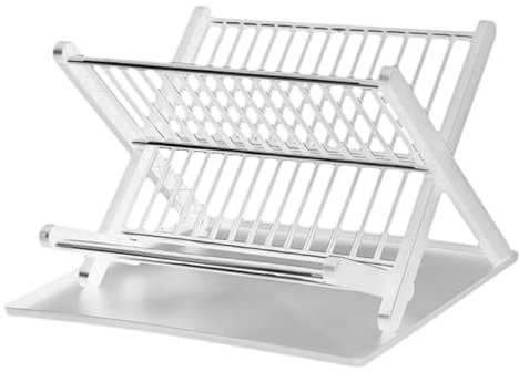 JECOMPRIS Foldable Kitchen Dish Drying Rack with Large Capacity and Drip Tray Compact Dish Organizer for Bowls Plates and Cutlery