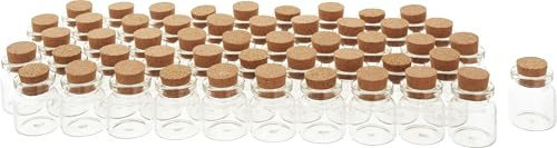 VBS XXL Mini Gläschen mit Korken 50 Stück, Reagenzglas Set, aus Glas und Kork, Ø 2cm H 3cm, ganzjährig einsetzbar