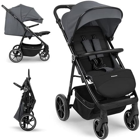 KikkaBoo LUCY Kinderwagen, Baby Sportwagen, Bis zu 22 kg, Leichtes Kinderwagen-Buggy, faltbar und kompakt, Grau