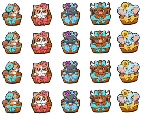KitBeads Silikon-Kuhperlen, niedlicher Korb, Tierperlen, Elefant, Pferd, Katze, für Armbänder, Schmuckherstellung, Halsketten, Basteln, 20 Stück