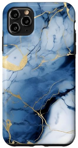 Elegant Blue and White MarbleLike Marble-Effect Blue Case for iPhone 11 Pro Max