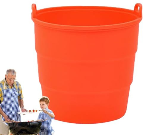 Orange Silicone Grease Bucket Liners, Reusable BBQ Bucket Drip, Professional Inserts for Camping Grills, Smoker Liner, Easy Clean, High-Temperature Resistance, 1-Pack, Outdoor