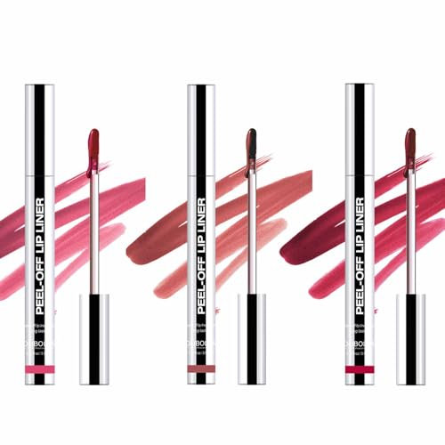 3Pcs Lip Stain Peel Off Set,Matt Lip Liner Tattoo Peel Off,Peel Off Lip Liner Stain Lippenstift,Langanhaltender Wasserfester,übertragungssicherer Lippenstift für Frauen
