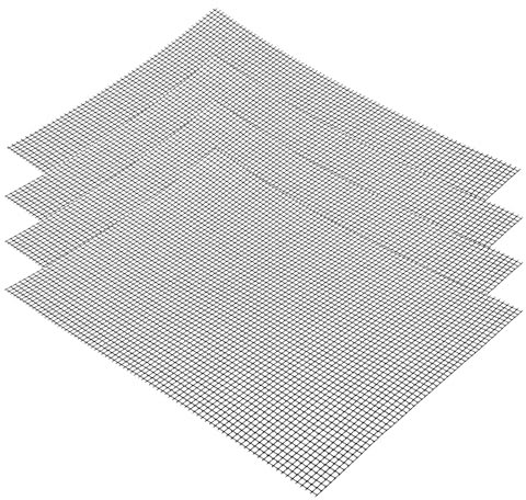 Antihaft Gitter Grillmatte, 4 Stück Grillmatten set, 42x36cm Antihaft Grill Netz, Teflon Netz Grillmatte, Wiederverwendbar, BBQ Grillmatte für Fleisch, Gemüse, Kochen, Backen