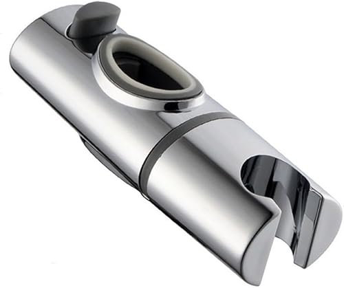 Duschstangenschieber, Duschkopfhalter, Ersatz-Handbrausenhalterung, speziell for ovale Gleitstangen, höhenverstellbarer Sprüherhalter an der Schiene, ABS-Chrom(32x17mm)
