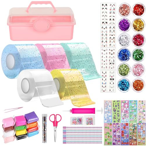 Nano Tape Bubble Kit für Kinder - DIY Nano Tape Bubble Set mit Aufbewahrungsbox, Squishy Spielzeug Bastelset, Super elastische Nano Klebebänder für Stressabbau und Spaß, Fidget Toys and Party Favors