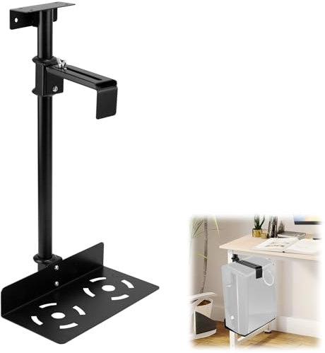 Support PC sous Bureau, Support Tour PC sous Bureau Mural Réglable en Hauteur & Largeur, Rotation 360°, Plateau Boîtier d'Ordinateur pour Maison, Salle de Jeu