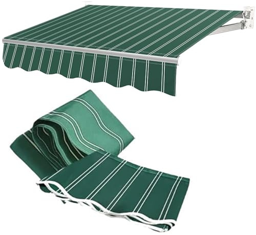 Markisen-Ersatzstoff einziehbar, Sonnenschutz Markisenstoff mit Volant ohne Rahmen, Unterstand, Markisenbespannung Sonnenschutz Ersatzstoff, Markisenstoff Hochwertiges Ersatztuch(Green,5x3m(16.4x9.8ft