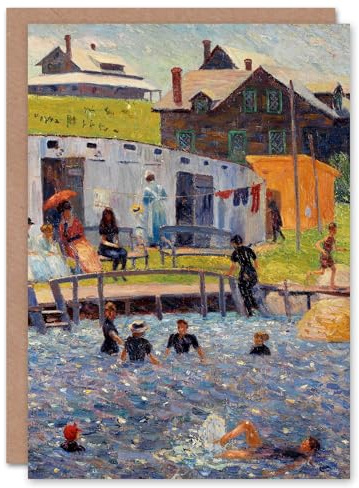 Artery8 William Glackens Art Card Bathing Hour Seaside Scene Painting