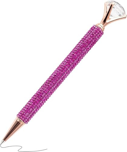 Stylo à bille en cristal rose à paillettes pour le travail, un anniversaire, un mariage, pour femme, encre noire