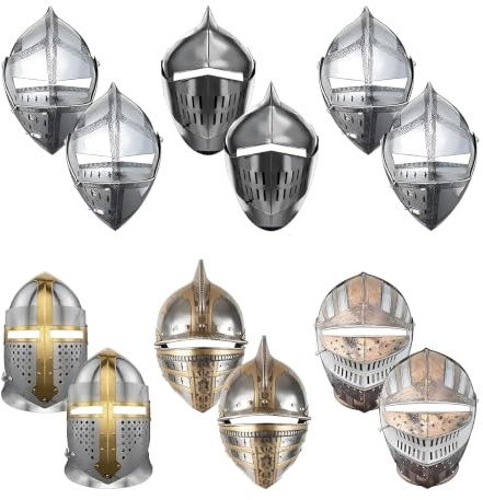 Zhixan 12 Stück Ritterhelm aus Papier, Mittelalter Helm Maske, Erwachsene | Ritter Geburtstag Deko, Karneval Kostüm Zubehör, Rollenspiel Partyartikel