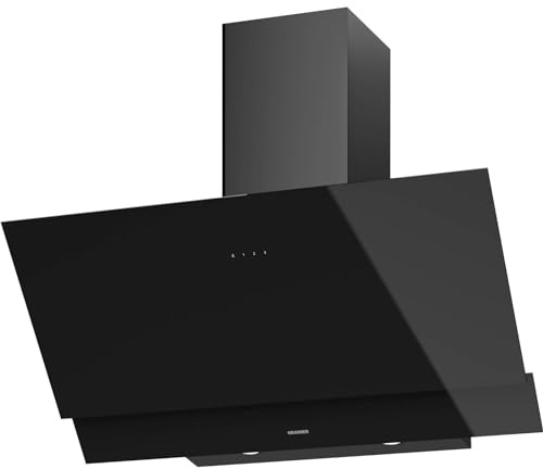 Oranier Dunstabzugshaube 90 cm MIRAN - schwarze kopffreie Wandhaube mit Plasmafilter & Schacht - Umluft Abluft umstellbar - Touch Bedienung, 3 Leistungsstufen & LED Beleuchtung
