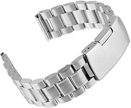 Weimob Unisex Edelstahl Uhrenarmband 26mm Silber mit Faltschließe Länge Verstellbar wa006-26-weimob EINWEG