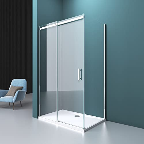 Mai & Mai Paroi de douche cabine de douche 90x140 avec porte de douche coulissante montage à gauche ou droite verre trempé transparent RAV18
