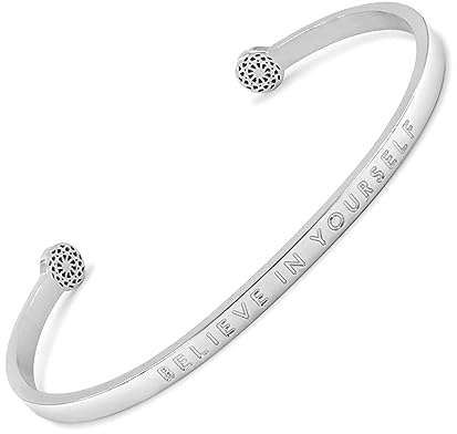 SIMPLE PLEDGE | Believe in Yourself Armreif | Armband Damen mit Gravur in Silber, Gold, Roségold | Perfekt als Schmuck Geschenk | Blindgravur