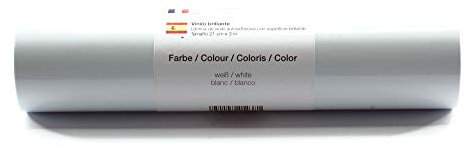 Selbstklebende Plotterfolie Vinylfolie 21 cm x 3 m glänzend 39 Farben zur Auswahl, Farbe:100 Weiß