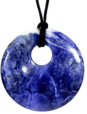 Morella Women's Necklace 31.5 inch - 80 cm gem-Stone Donut Pendant African Soladith in a Velvet Bag