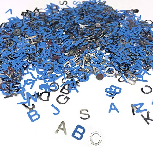 Oblique Unique® ABC Alphabet Buchstaben Konfetti Streudeko Streuteile Tisch Deko für Schuleinführung Einschulung Geburtstag Jubiläum Feier Party - Blau Silber