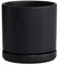 D'vine Dev Pot de Fleurs Rond en céramique avec Trou de Drainage et Soucoupe pour intérieur, 15,2 cm, Noir, 94-O-S-2