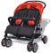 yorten Baby Zwillingswagen Klappbar mit Regenschutzhaube Zwillingskinderwagen aus Stahl und Oxfordgewebe 93 x 68 x 103 cm (L x B x H) Rot und Schwarz