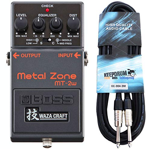 Boss MT-2w Metal Zone Waza Edition Distortion Pedal + keepdrum Gitarrenkabel 3m