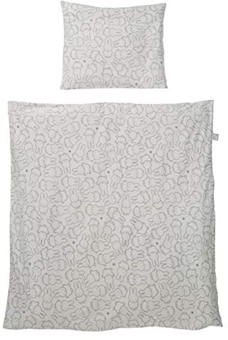 roba Babybettwäsche Miffy 80 x 80 cm - Bettwäsche Set für Babybett & Beistellbett - Hasen Motiv - Bettbezug 80x80 & Kissenbezug 40x35 cm - Grau
