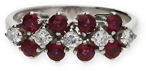 JuwelmaLux Damen Ring 585er Weißgold mit Rubinen und 0,25 ct Brillanten 53