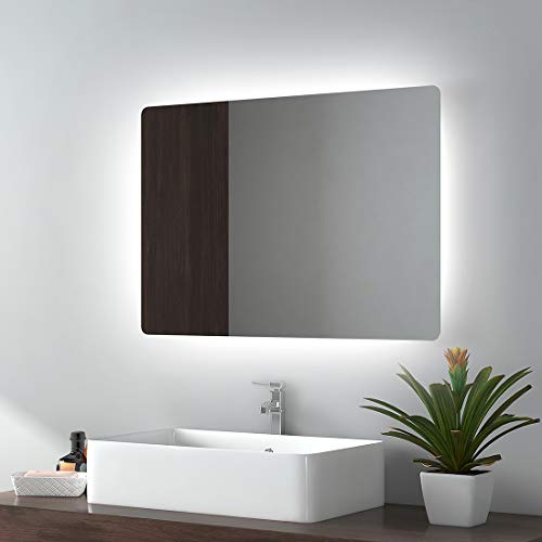 EMKE LED Badspiegel mit Beleuchtung 50x70cm Badezimmerspiegel mit Beleuchtung Kaltes Weiß 6500K Wandspiegel