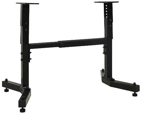 vidaXL Heavy-Duty Universal Steel Wood Lathe Stand- Adjustable Length & Height, Stable Turning Station for Workshop, Black