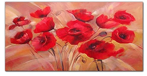Coloray Image Sur Verre Acrylique Décoration Tableau En Verre 100x50cm Impression Sur Verre Décoration D'intérieur Verre Acrylique Photo Sur Verre Décoration Murale - Fleurs De Coquelicots Rouges