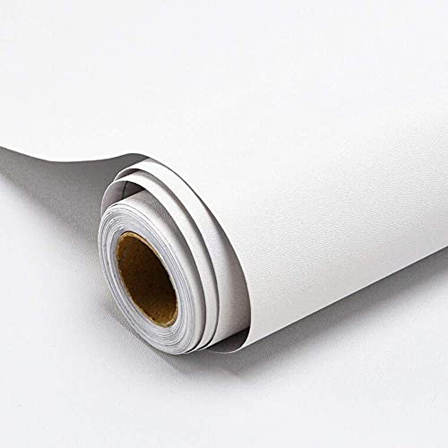 Decoroom White Sticky Back Plastic Paper Self Adhesive 60X500cm Peel and Stick Wallpaper Vinyl Film Roll Covering Wardrobes Drawers Bedroom Living Room Removable DIY Refurbished Furniture Stickers