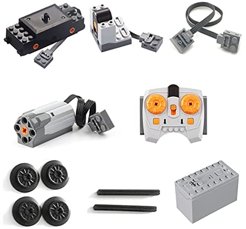 liuduo 12St. Technik Power Funktions Set Fernbedienung Batteriebox Zug Motoren für Technik Zug, Kompatibel mit Technic