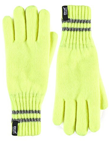 HEAT HOLDERS Herren Winter Warm Hi Vis Reflektierend Thermo Handschuhe in Orange Gelb und Schwarz (S-M, Hi-Vis Gelb)