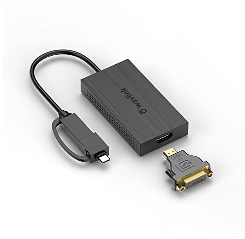 WAVLINK USB 3.0/USB C to HDMI DVI Monitor Adapter, Thunderbolt 3 Compatible External Monitor Converter, Connects 2560x1440 Audio Video Capture Graphics Cards Directly to Laptops/PCs ,for Windows/Macs