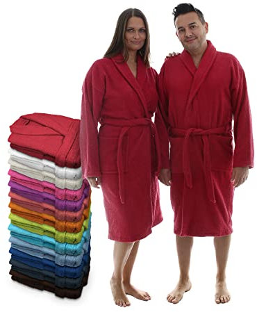 LEBENGOOD Bademantel für Damen, Herren, Unisex, Frottee 100% Baumwolle, Weicher Morgenmantel Dusche, Größen Flauschig, Leicht, S, M, L, XL, XXL, (XXL, Granate)