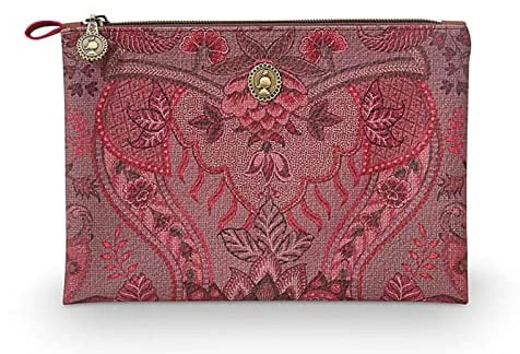 [W0724] Cosmetic Flat Pouch Medium Kyoto Festival Dark Pink 24x15.5X