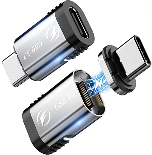 HanCenDa 100w USB-C-Magnetadapter, 2er-Pack 24-poliger magnetischer Typ-C-Adapter, gerade mit PD 100 W Schnellladung, USB3.1 10 GBP/s Datenübertragung 4K 60 Hz Video für Thunderbolt 3 MacBook Pro/Air