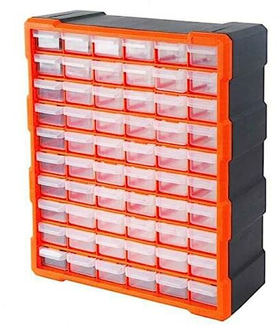 60pcs Multi Drawer Storage Cabinet Unit Organiser, Small Parts Tools Cabinets for Workshop Garage, Plastic DIY Storage Bin Rack Screws Parts Tool Craft Box Rack