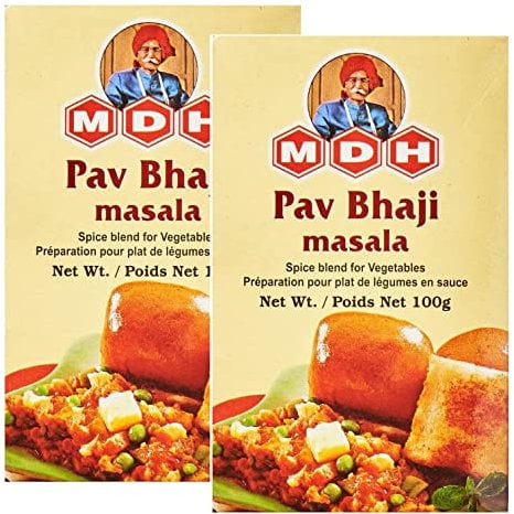 MDH Pav Bhaji Masala 100g (Pack of 2) - An Important Ingredient In Pav Bhaji Dish - Aromatic & Flavorful Blend Of Spices - Spices Mix Curry Masala Recipe Mixes Casserole Seasoning Herbs